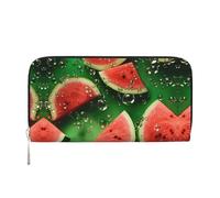 Whale's Tail Leather clutch bags zipper wallets and card holders are perfect for travel or daily use, Watermelon Cut Into Cubes, One Size