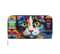 Whale's Tail Leather clutch bags zipper wallets and card holders are perfect for travel or daily use, Watercolor Of A Cat, One Size