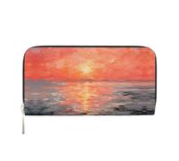 Whale's Tail Leather clutch bags zipper wallets and card holders are perfect for travel or daily use, Watercolor Sunset, One Size