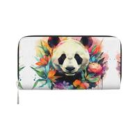 Whale's Tail Leather clutch bags zipper wallets and card holders are perfect for travel or daily use, Watercolor Panda, One Size