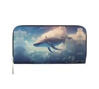 Whale's Tail Leather clutch bags zipper wallets and card holders are perfect for travel or daily use, Whale Sky Painting, One Size