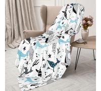 Whales Throw Blanket Lightweight Warm Flannel Fleece Blankets Cozy Soft Air Conditioning Blanket Gifts for Women Men Girls Boys 80"x60"