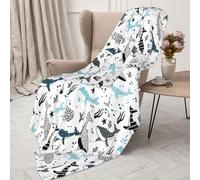 Whales Throw Blanket Sharks Lightweight Warm Flannel Fleece Blankets Cozy Soft Air Conditioning Blanket Gifts for Women Men Girls Boys 50"x40"