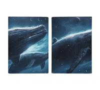 Whales Traveling in Space Printed Passport Cover Case Passport Holder For Travel Passport Cards Protector Travel Covers Wallet Case RFID Blocking Leather Card Case for Women Men, Whales Traveling in