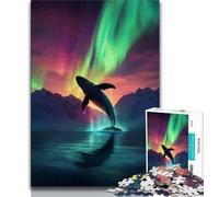 Whales Under The Aurora Jigsaw Puzzles for Adults 1000 Piece Puzzle,Challenging Game And Family Play for Is Ideal As A Gift for The Whole Family 38x26cm