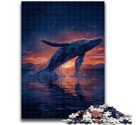 Whales Under The Night Sky Adult Jigsaws 1000 Pieces Difficult,Decompressing Intellectual Educational Toy Suitable for Desktop Decoration (38x26cm)