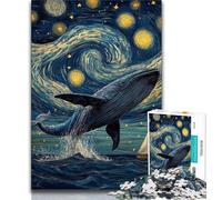 Whales Under The Night Sky Jigsaw Puzzles for Teenagers 1000 Piece,Stress Reliever Difficult Challenge Suitable for Desktop Decoration (75x50cm)