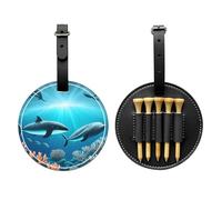 Whales Under The sea Black Printed Golf tee Storage Bag - Portable Design, Easy to Organize tee