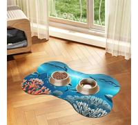Whales under the sea Bone Shaped Absorbent Dog Feeding Mat