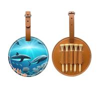 Whales Under The sea Brown Printed Golf tee Storage Bag - Portable Design, Easy to Organize tee