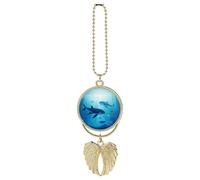 Whales Under The Sea Car Pendant, Rear View Mirror Hanging Ornament, Auto Decor for Rearview Mirror, Keychain Golden-Style