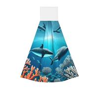 Whales under the sea Hangable portable towel, velvet super absorbent kitchen towel, children's adult bathroom kitchen hanging towel