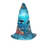 Whales under the sea Hooded Cape S For Teenagers Long Cloak Cosplay Masquerade Stage Costume Comic-Con Carnival Role-Play