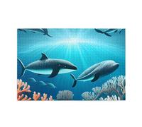 Whales under the sea Horizontal Wooden Jigsaw Puzzle 1000 Pieces Relax and Improve Hands on Skills and Concentration