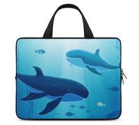Whales Under The Sea Laptop Sleeve Ultra-Thin, Waterproof 10inch Laptop Bags, Portable Protective Computer Bag with Hand Strap