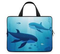 Whales Under The Sea Laptop Sleeve Ultra-Thin, Waterproof 12inch Laptop Bags, Portable Protective Computer Bag with Hand Strap