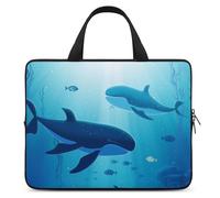 Whales Under The Sea Laptop Sleeve Ultra-Thin, Waterproof 13inch Laptop Bags, Portable Protective Computer Bag with Hand Strap