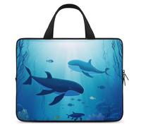 Whales Under The Sea Laptop Sleeve Ultra-Thin, Waterproof 17inch Laptop Bags, Portable Protective Computer Bag with Hand Strap