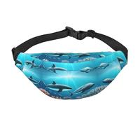 Whales under the sea Large Fashion Crossbody Waist Bag, Travel Casual Boys Waist Bag, Suitable for Sports, Running, Cycling, Traveling, Fishing