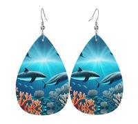 Whales under the sea Leather earrings, European and American style earrings for young women, birthday gifts/Valentine's Day gifts