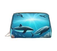Whales Under the sea Makeup Bag: Small Travel Cosmetic Bag with Zipper, Portable Toiletry Pouch for Brushes