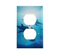 Whales Under The Sea Outlet Cover, American Standard Wall Plate with Screws - Heat & Impact Resistant Stainless Steel, 1-Gang Duplex Socket Cover for Home Decor