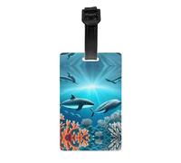 Whales Under the sea Printed PVC Luggage Tag Travel Anti Lost ID Label Personal Info Tag for Backpack and Suitcase