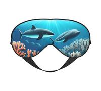 Whales Under The sea Prints Double-Sided Eye Mask Adjustable Design Light-Blocking and Breathable Suitable for Rest and Travel.