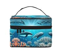 Whales under the sea Travel cosmetic bag, essential for outdoor travel enthusiasts, has a simple internal structure.