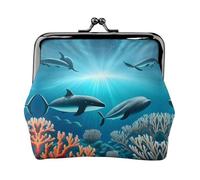 Whales Under The sea Women’s Small Coin Purse,Rectangle Kiss Lock Coin Pouch, Pocket-Sized, Mini Coin Purse for Women