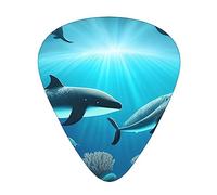 Whales Under The Seaguitar Plectrum 12 Piece Set, 3 Thicknesses With Case For Bass Guitar, &Electric Guitar And More.