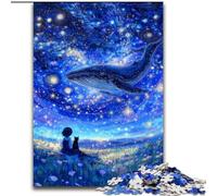 Whales Under The Starry Sky Jigsaw Puzzles 1000 Pieces for Adults Teens, Brain Intelligence Challenge Addictive Toys for Home Decoration (50x75cm)