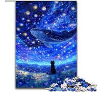 Whales Under The Starry Sky Jigsaw Puzzles for Teenagers 1000 Piece Puzzle, for Age 14+ Home Art Decor Family Games Christmas Birthday Gifts (26x38cm)