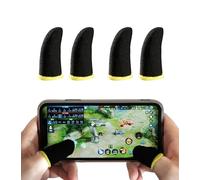 WHALESALE 4 pcs Finger Sleeves Thumb Gloves for Mobile Gaming Breathable Weightless Pro Gaming Anti Sweat PUBG Seamless Touchscreen Finger Gloves 2 pair (Black)