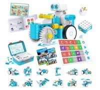WhalesBot C3 Pro 12-in-1 Remote Control & Coding Robot Kit for Kids 4+, Advanced Smart Panel & Cards Programming, Educational STEM Toy, Block Building Set with Controller & Motor for Kids 4-6, 5-7