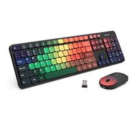 Whalices 52 Colorful Computer Wireless Keyboard Mouse Combos, Rechargeable 2.4GHz Cordless Full-Sized Keyboard and Mouse, Compatible with PC/Laptop/Desktop for School & Home Office(Black-Colorful)