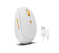 Whalices 52 Rechargeable Silent Wireless Mouse, Bluetooth + 2.4Ghz, Quiet Click, Compact and Portable Travel-Friendly, Compatible with Laptop/Computer/PC/Mac/MacBook/Chromebook/iPad/Tablet (White)