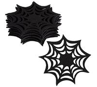 Whaline 10 Pack Halloween Drink Coasters Black Spider Web Coaster Spooky 4.3 x 4.3 Inch Non-Woven Cup Mat Pad for Home Kitchen Office Housewarming Party Table Decoration Supplies