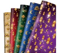 Whaline 10 Sheet Eid Mubarak Wrapping Paper Ramadan Eid Al-fitr Gift Wrap Paper Folded Flat Craft Paper for Islamic Holiday Baby Shower Birthday DIY Crafts Gift Packing, 19.7 x 27.6 Inch