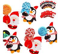 Whaline 100 Pcs Christmas Lollipop Cards Santa Claus Sugar-Loaf Candy Holder Chocolate Paper Card Xmas Package Party Birthday Wedding Decor(Not included Lollipop)