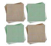 Whaline 100 Pcs Green Brown Plaid Luncheon Napkins Gingham Checkered Disposable Paper Napkin Decorative Dessert Dinner Hand Napkin for Football Home Party Table Supplies Decor