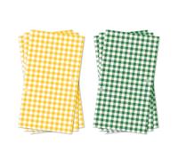Whaline 100 Pcs Green Yellow Plaid Guest Napkins Checkered Gingham Paper Napkins Disposable Dinner Hand Towels for Golf Holiday Birthday Party Bathroom Table Decor