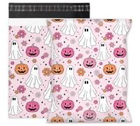 Whaline 100 Pcs Halloween Poly Mailer 10 x 13 Inch Pink Orange Pumpkin Ghost Mailing Bag Self-Sealing Plastic Packaging Envelope Bag for Small Business