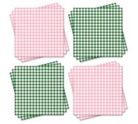 Whaline 100 Pcs Pink Green Plaid Luncheon Napkins Gingham Checkered Disposable Paper Napkin Decorative Dessert Dinner Hand Napkin for Camping Home Party Table Supplies Decor