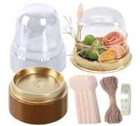 Whaline 100 Sets Disposable Individual Charcuterie Cup Set Clear Plastic Cupcake Container with Mini Wooden Spork Rope for Graduation Dessert Display Charcuterie Grazing Table Catered Event Wedding