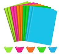 Whaline 100 Sheets Neon Tissue Paper Fluorescent Color Wrapping Paper Green Pink Blue Orange Decorative Art Paper for Birthday Baby Shower Party DIY Crafts, 14 x 20 Inch
