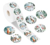 Whaline 1000Pcs Winter Forest Animal Sticker Roll Woodland Animal Seal Stickers Self-Adhesive Label Decals for Christmas Scrapbook Envelope DIY Crafts Supplies