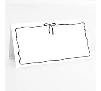 Whaline 100Pcs Bow Place Cards 2 x 3.5 Inch Cute Black Bow Knot Tent Name Cards Blank Seat Assignment Label Cards for Coquette Birthday Party Table Setting Supplies