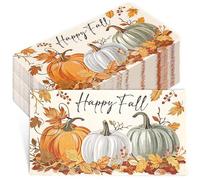 Whaline 100Pcs Fall Guest Napkins Disposable Autumn Leaves Pumpkin Paper Napkin Horizontal Dinner Hand Napkins for Harvest Thanksgiving Party Supplies