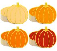 Whaline 100Pcs Fall Paper Napkins Gold Foil Pumpkin Disposable Napkins 4 Fall Colors Luncheon Dinner Napkin for Autumn Harvest Thanksgiving Supplies